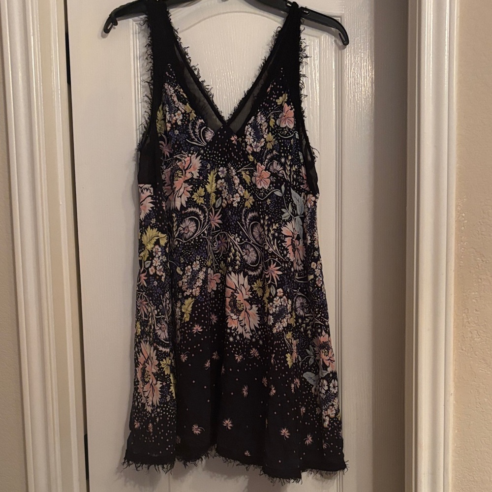 Free People Black Floral Mini Dress